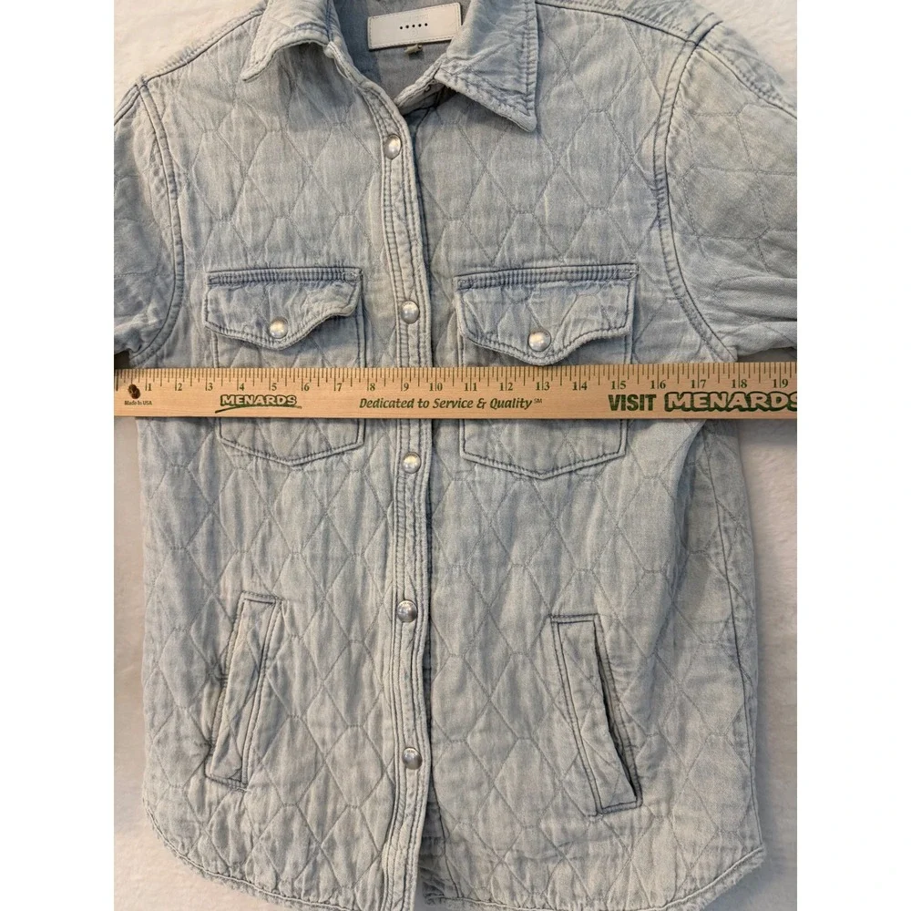 BLANKNYC Women Small Light Wash Quilted Denim Shirt Jacket Shacket 02XC6263 Blue